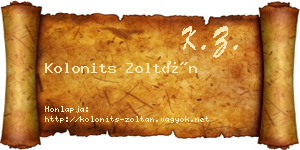 Kolonits Zoltán névjegykártya