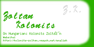 zoltan kolonits business card